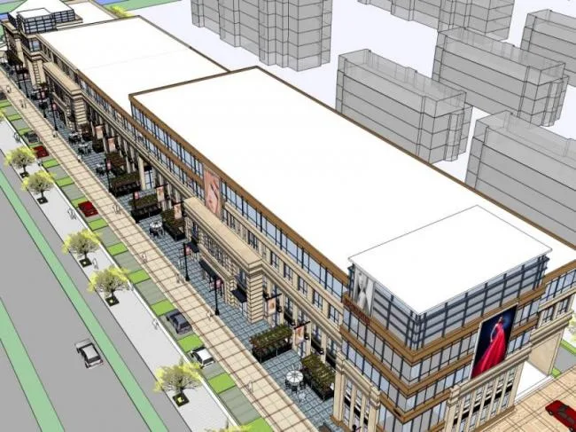 Sketchup Business Model | Multi story Commercial Pedestrian Street, Modern Style
