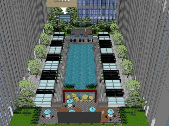Sketchup Landscape Model | Roof Garden Landscape, Pool Landscape, Modern Style