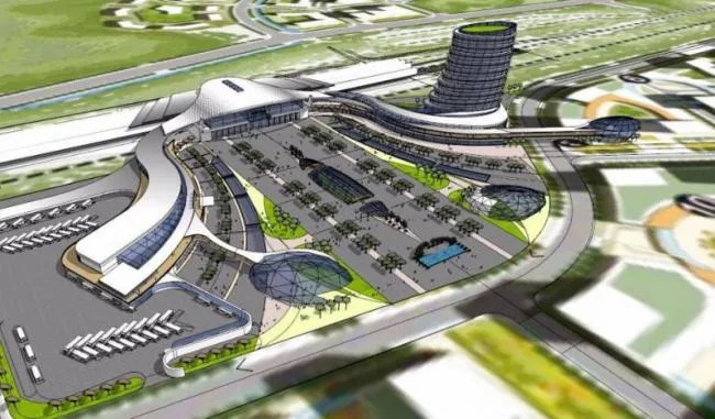 SketchUp Design: Modern Multi-Story Train Station with Station Road Bridge