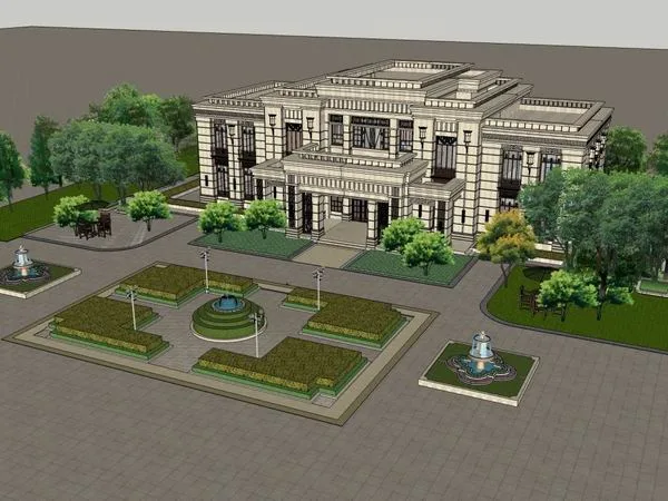 Sketchup Residential Model | Multi story Sales Office, Residential, Classical Style