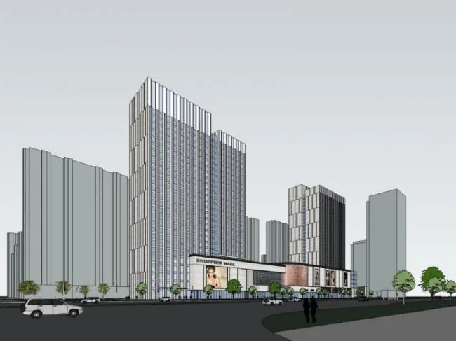 Sketchup Complex Model | Multi story High rise Mixed Commercial Complex, High rise Office, Modern Style