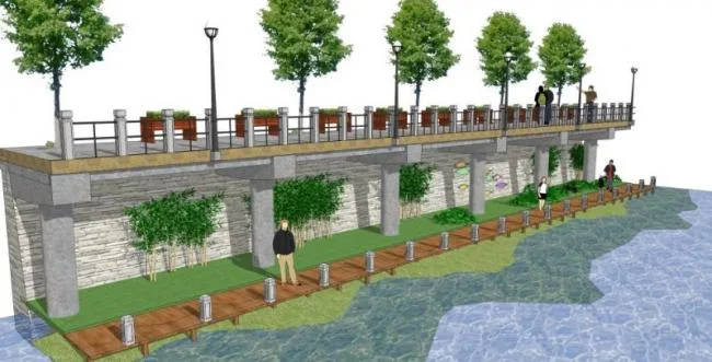 Sketchup Landscape Model | Waterfront Landscape, Modern Style