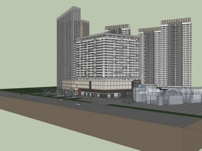 Sketchup Complex Model | Super high-rise complex, residential, office, modern style