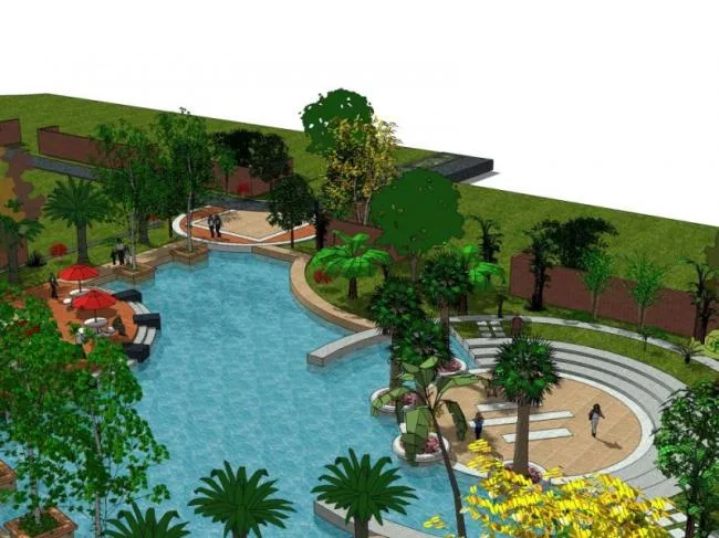 Sketchup Landscape Model | Community Landscape, Modern Style