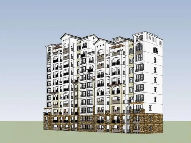 Sketchup Residential Model | High rise Residential Buildings, Classical Style