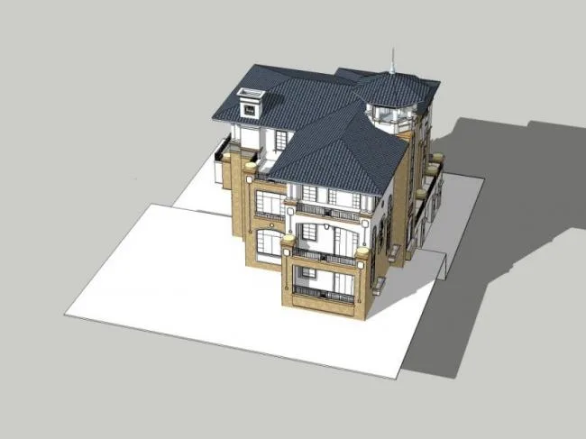 Sketchup Villa Model | Stacked Villa, Classical Style
