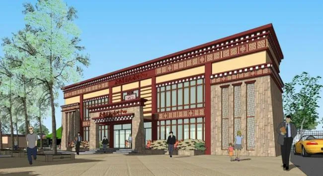Sketchup Office Model | Multi story Chaya County Skills Training Center, Tibetan style
