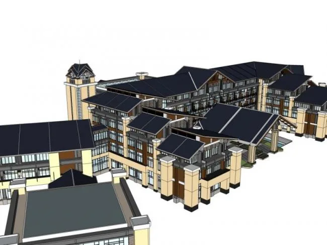 Sketchup Hotel Model | Multi story Hotel, Chinese Style