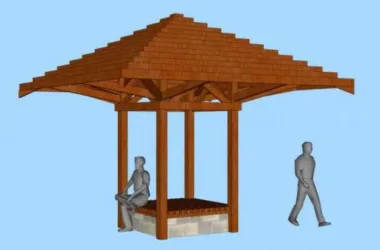SketchUp Models: Leisure Wooden Pavilions and Landscape Sketches-BIM WORLD