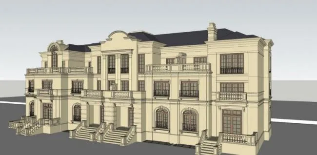 Sketchup Villa Model | Row Villa, French Style, Classical Style