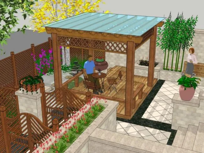 Sketchup Landscape Model | Courtyard Landscape, Classical Style