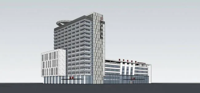 Sketchup Hospital Model | Multi story High rise Hybrid, Hospital, Outpatient Building, Modern Style, Medical Architecture