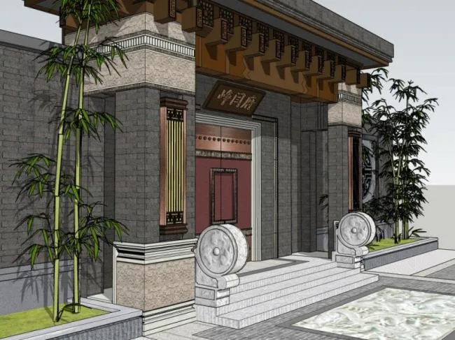 Sketchup Sketch Model | Door Head, Chinese Style, Sketch, Door