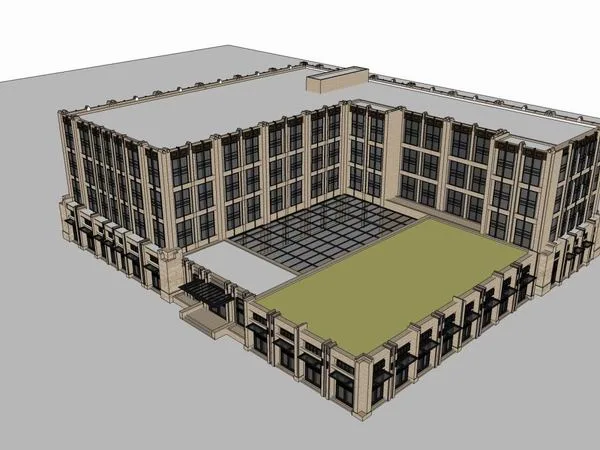 Sketchup Hotel Model | Multi story Hotel, Classical Style