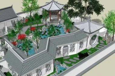 SketchUp Landscape Model: Traditional Chinese Jiangnan Garden Design-BIM WORLD