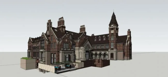 Sketchup Business Model | Multi story Clubhouse, Classical Style