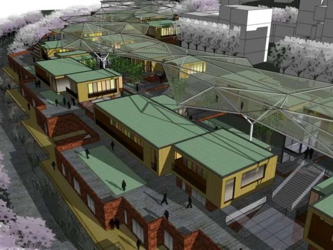 Sketchup Business Model | Multi story Commercial Street, Modern Style