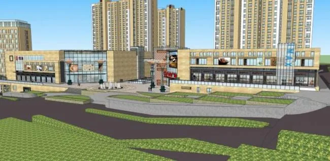 Sketchup Residential Model | High rise residential, ground floor commercial, modern style