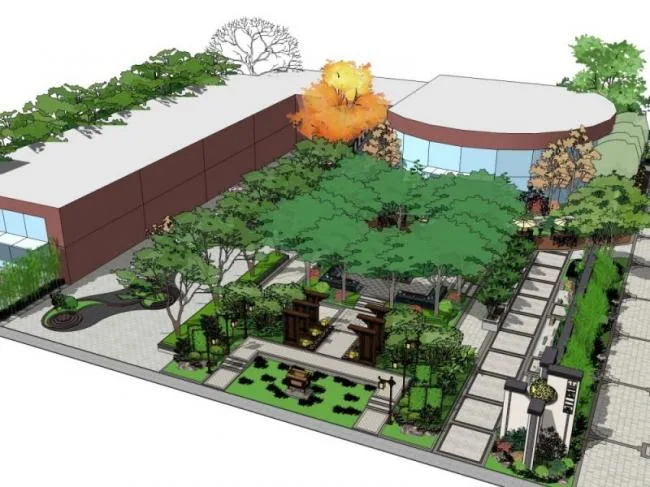 Sketchup Landscape Model | Commercial Landscape, Chinese Style