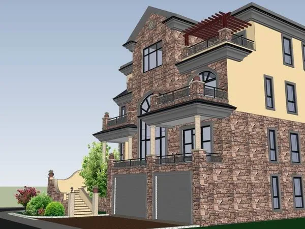 Sketchup Villa Model | Single Family Villa, Classical Style