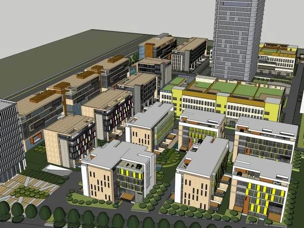 Modern Multi-Story High-Rise Office Building Model in SketchUp