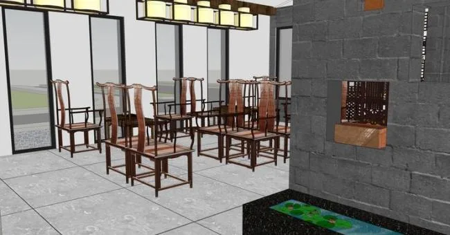 SketchUp Business Models: Restaurant, Commercial Building, Huizhou-Style Courtyard, and Landscape Designs