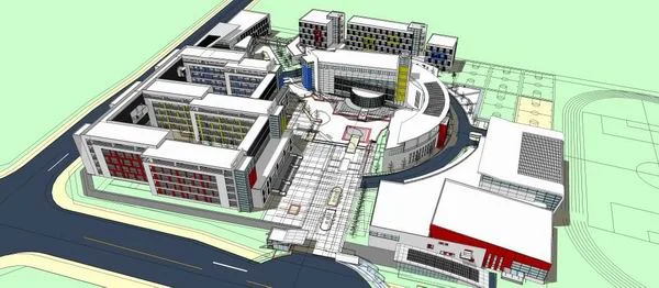 Sketchup School Model | Multi story High School, Campus Educational Architecture, Modern Style