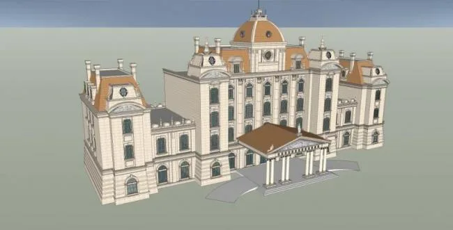 Sketchup Hotel Model | Multi story Hotel, Classical Style