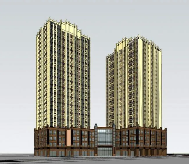 Sketchup Residential Model | High rise residential, Artdeco style, classical style, ground floor commercial, residential building