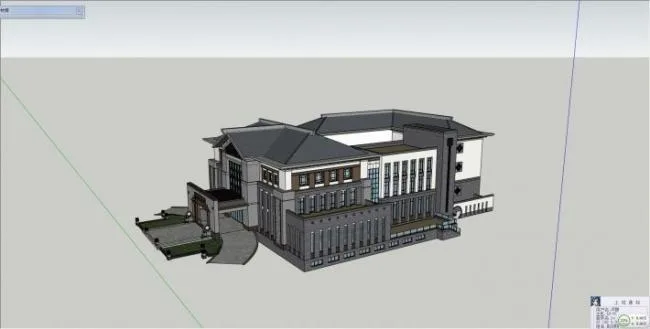 Sketchup Hotel Model | Multi story Hotel Clubhouse, Chinese Style