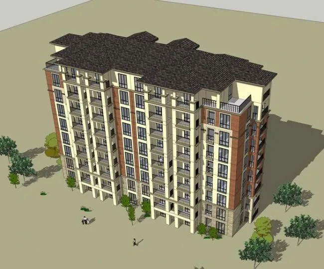 Sketchup Residential Model | Grassland Wind High Rise Residential Buildings, Residential Buildings, Neoclassical Style