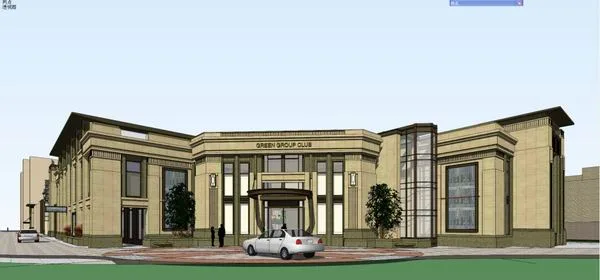 Sketchup residential model | Multi story green space Xiangsong sales office, classical style