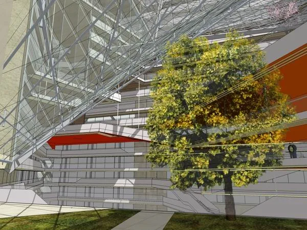 Modern High-Rise Office Building Model in SketchUp