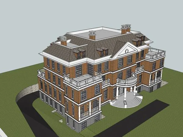 Sketchup Villa Model | Single Family Villa, Classical Style