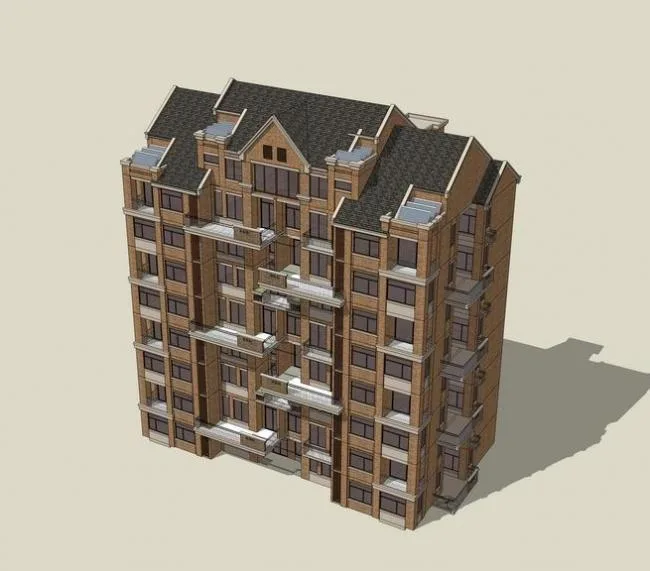 Sketchup Residential Model | Small and Tall Residential Buildings, British Classical Style, Residential Architecture