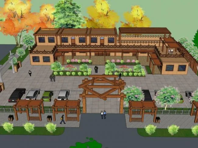 Sketchup Business Model | Low Level Clubhouse, Modern Style