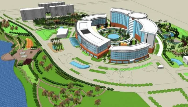 Sketchup Hospital Model | Hainan PLA Hospital, modern style, multi story medical building