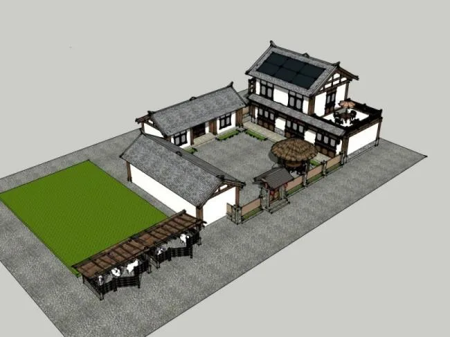 Sketchup Hotel Model | Multi story Homestay, Chinese Style, Hotel Architecture