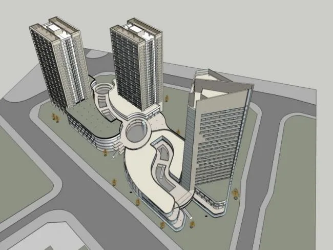 Sketchup Complex Model | Multi story Commercial Complex, Residential, Office, Hotel, Modern Style