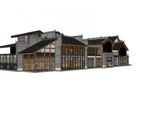 Sketchup Business Model | Multi story Commercial Street, Chinese Style