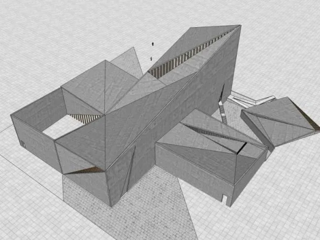 Sketchup Cultural Model | Multi story Church, Cultural Architecture, Modern Style