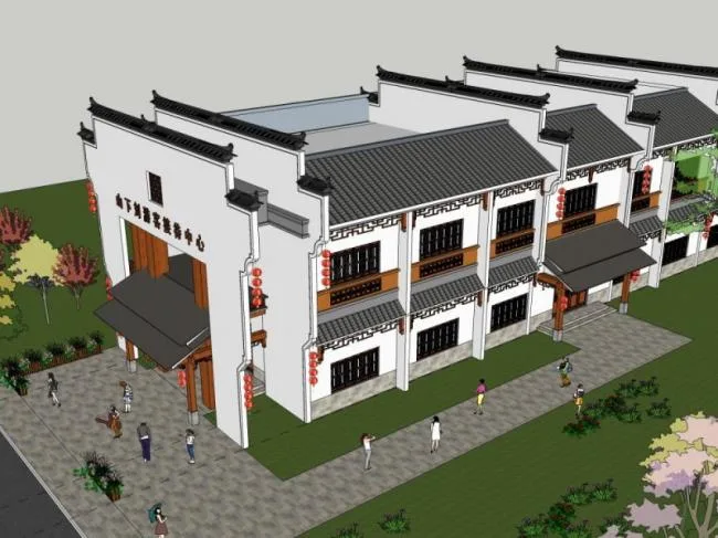 Sketchup Office Model | Visitor Center, Chinese Style