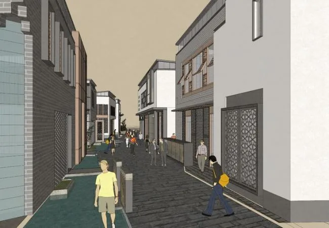 Sketchup Business Model | Multi story commercial pedestrian street, commercial square, Chinese style
