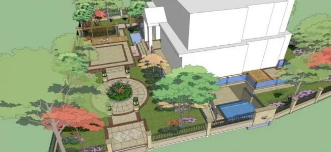 Sketchup Landscape Model | Villa Courtyard Landscape, European Style, Classical Style