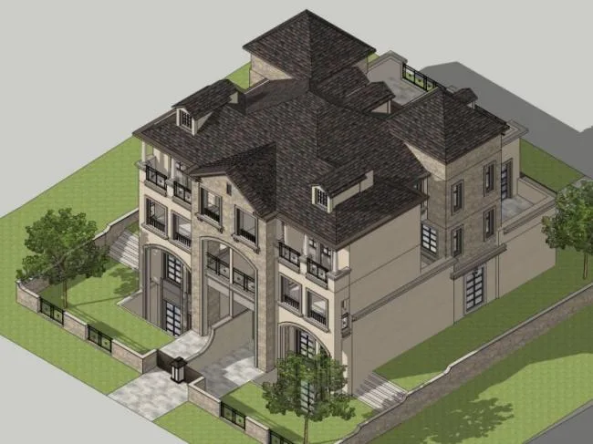 Sketchup Villa Model | Twin Villa, Modern Style