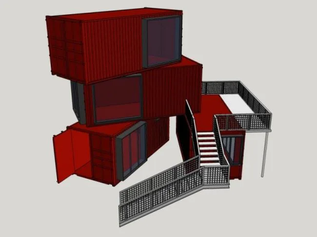 Sketchup Business Model | Container, Multi story Commercial Entertainment and Leisure Facilities, Modern Style