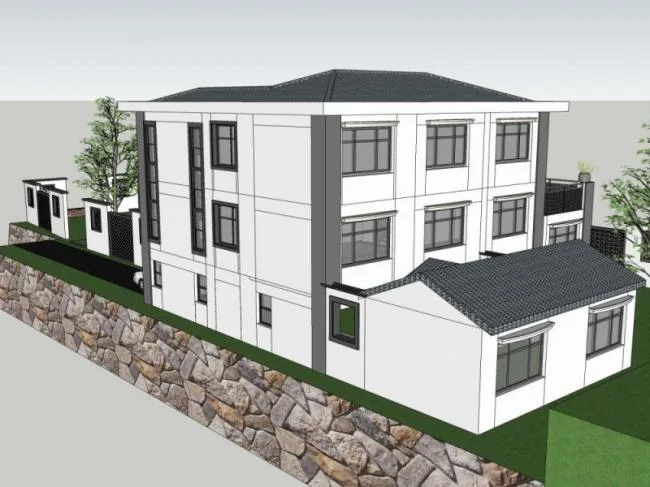 Sketchup Villa Model | Solo Villa, Modern Chinese Style