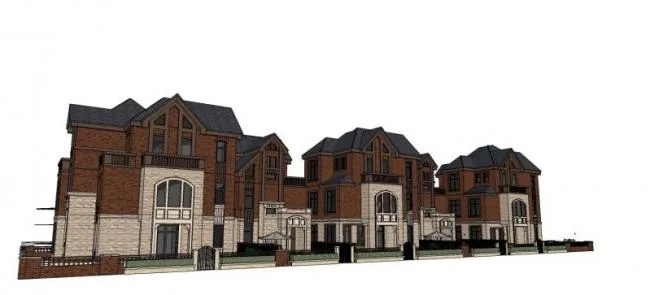 SketchUp Villa Model | Five-Piece British Classical Style Villa