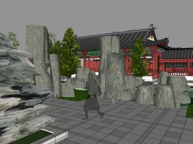 Sketchup Landscape Model | Courtyard Landscape, Chinese Style