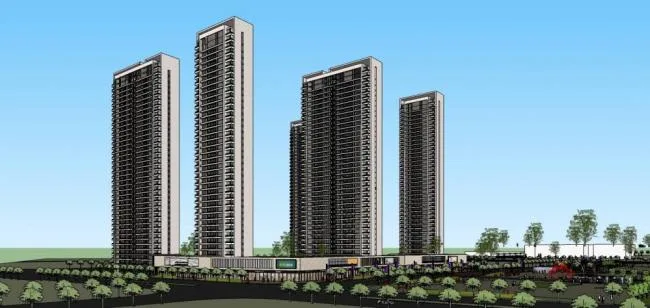 Sketchup Residential Model | Super high-rise residential building, community, commercial podium, ground floor commercial, modern style, residential building